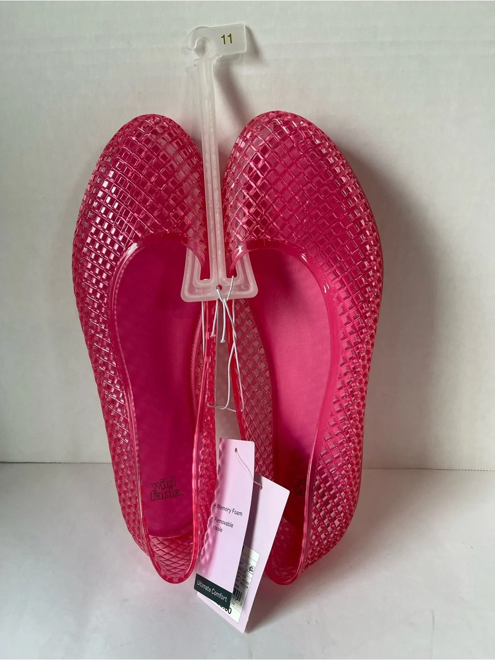 wild fable Bright Pink Isabella Jelly Ballet Flats Memory Foam Insoles NWT